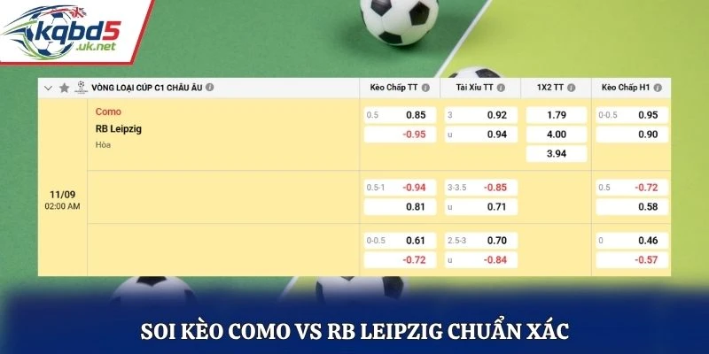 Soi kèo Como vs RB Leipzig chuẩn xác qua bảng kèo nhà cái